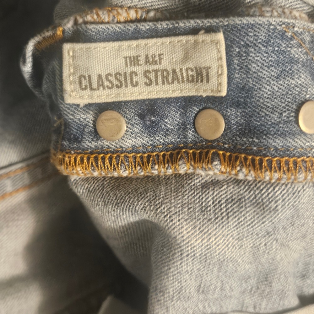 Y2K Abercrombie & Fitch Classic Straight Light Wash Blue Denim Jeans Mens 30x32 - Picture 5 of 8